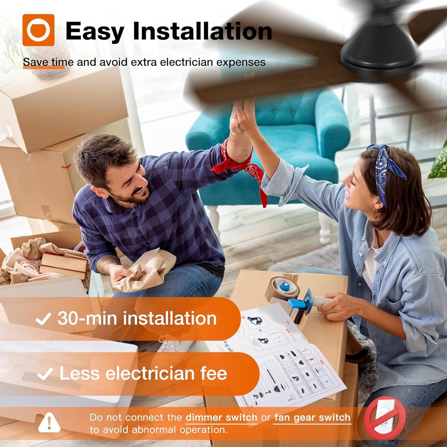 Ceiling Fans with Lights, 42 Inch Low Profile Ceiling Fan with Light and Remote Control, Flush Mount, Reversible, 3CCT, Dimmable, Quiet, Black Small Ceiling Fan for Bedroom Indoor/Outdoor Use