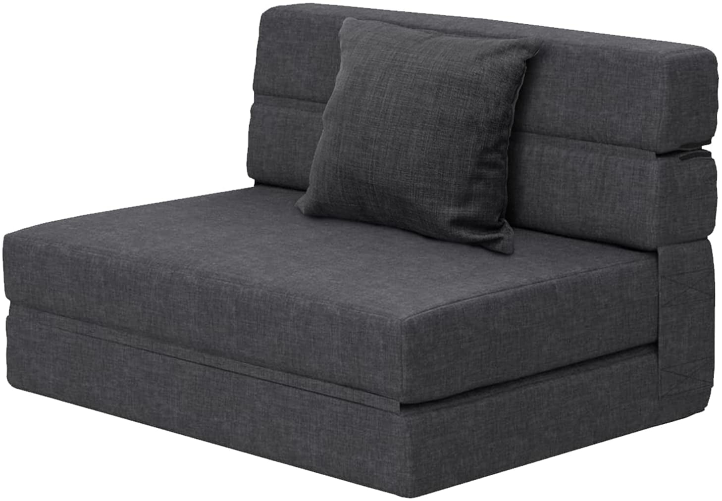 Fold Sofa Bed Couch Memory Foam with Pillow Futon Sleeper Chair Guest Bed and Fold Out Couch, Washable Cover Twin Size, Dark Gray