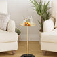 Round Side Table, Small Drink Table for Small Spaces, Modern Accent End Table with Metal Leg for Living Room, Bedroom, Corners, and Office (Gold)