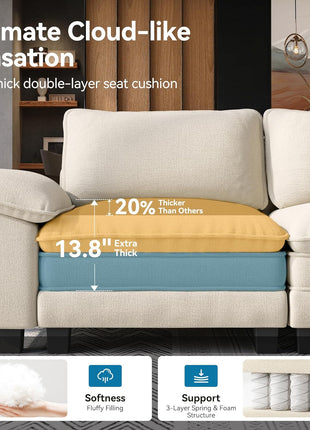 3-Piece Beige Chenille Sofa Set: Stylish Modular Loveseats and Spacious Couch for Elegant Living Spaces