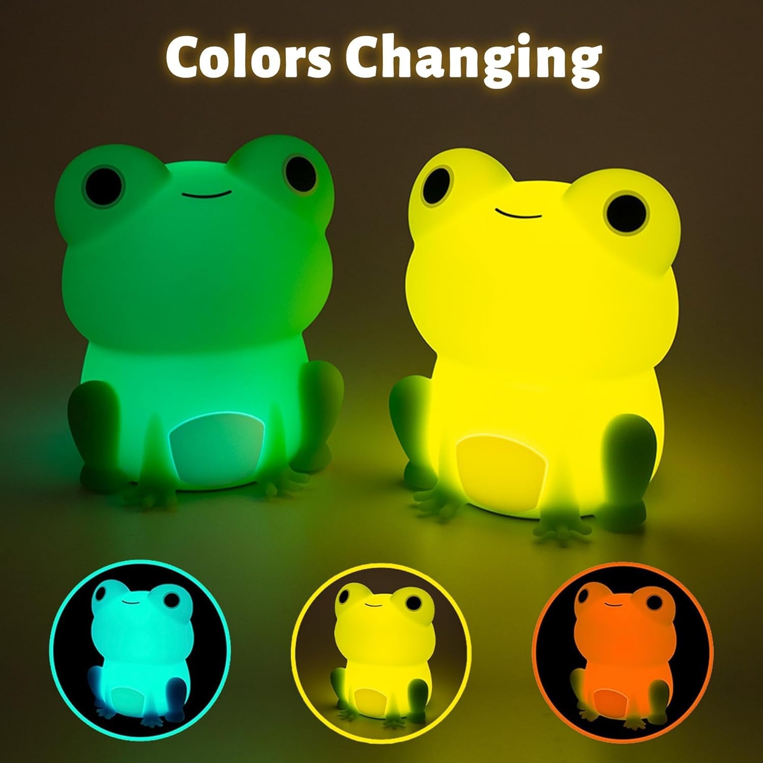 Cute Frog Night Light for Kid, Squishy Animal Silicone Lamp, Rechargeable Portable and Dimmable Touch Control, Best Bedroom Bedside Decor Christmas Birthday Gift for Boy Girl Toddler