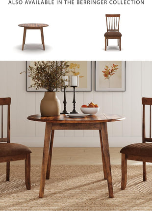 Berringer Spindle Back Dining Chairs (Set of 2) by Signature Design by Ashley – Rustic Light Brown Finish with Upholstered Cushioned Seats