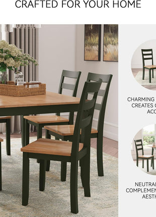 Gesthaven Contemporary Armless Dining Chair Set of 2 by Signature Design by Ashley, Solid Wood Frame, Contoured Mango Wood Veneer Seat, Adjustable Levelers, Green and Light Brown Finish
