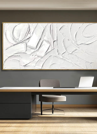 Abstract Oil Painting on Framed Canvas - Maximalist Modern Wall Art for Kitchen and Office Decor, 24" x 48