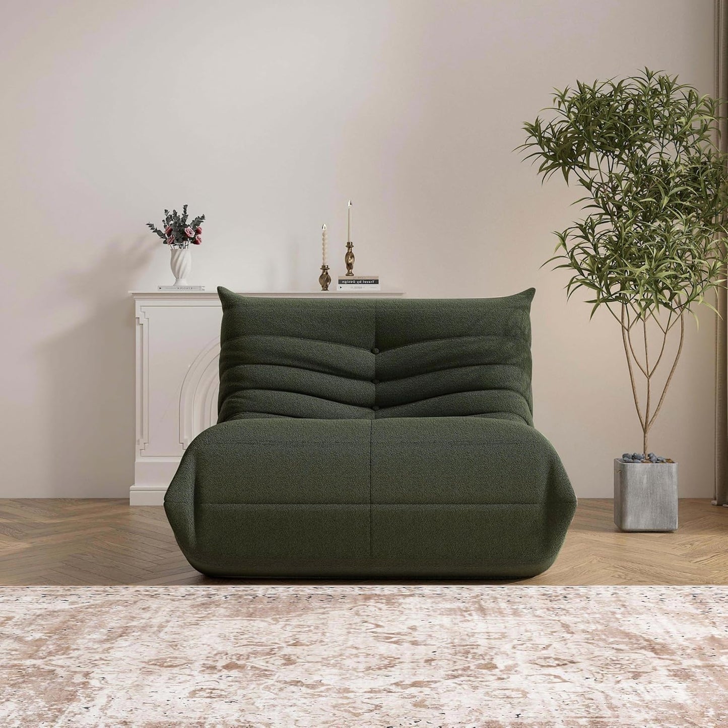 Bean Bag Chair, Fireside Chair Bean Bag Sofa Large Bean Bag Chair for Adults, Bean Bag Chairs for Teens with High Density Comfortable Foam, Memory Foam Lazy Sofa for Living Room, Bedroom (Green)