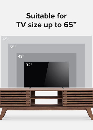 Ensley Mid-Century Modern TV Stand for 55-65 Inch TVs, Farmhouse Entertainment Center with Storage, Walnut Finish, 59 Inch Low Media Console for Living Room