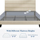 King Size Platform Bed Frame with Fabric Upholstered Headboard and Wooden Slats Support, Fully Upholstered Mattress Foundation/No Box Spring Needed/Easy Assembly, Beige