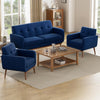 Living Room Set, Button Tufted Living Room Furniture Sets, Upholstered Modern Couch Set with Solid Frame, Sofa Set for Living Room (Dark Blue, 3 Piece Set-1*Loveseat+2*Chair)