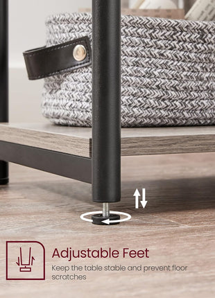 Greige and Classic Black Side Table - Multifunctional End Table and Nightstand for Living Room, Bedroom, Office, and Bathroom - Model ULET273B02