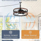Outdoor Ceiling Fan with Light and Remote,Waterproof Gazebo Fan with Hanging Hook,6 Speeds, 3CCT, 20 Inch Caged Plug in Ceiling Fan for Patios,Porch, Pergola,Canopy