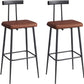 Bar Stools Set of 2, Tall Bar Stools with Backrest and Footrest, Counter Height Bar Chairs, Industrial Barstools with PU Leather Cushion, for Kitchen, Dining Room, Bar, Cafe (Rustic Brown)Kbs515R
