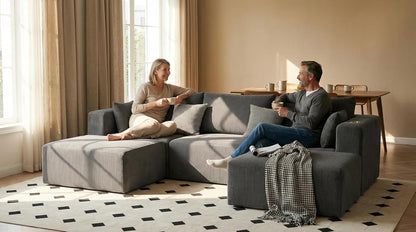 112" U Shaped Modular Sectional Sofa with 2 Ottomans, Boneless Cloud Couch with Chaise for Living Room, Modern Deep Seat Lounge Sleeper Couch Bed, No Assembly, Corduroy Dark Grey