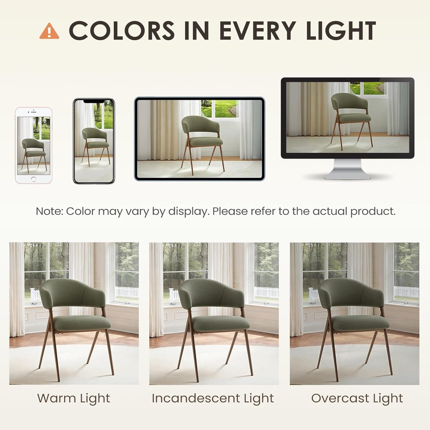 Dining Chairs Set of 4, Modern Fabric Upholstered Dining Room Kitchen Side Chairs with Iron Legs, Open Back and Padded Seat, for Living Room/Restaurant/Cafe, Green