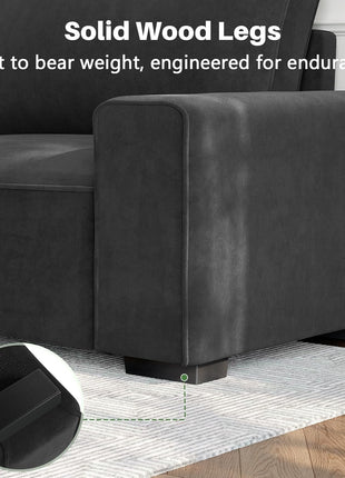 85-Inch Chenille Upholstered Sofa for Living Room - 3-Seater Modern Design with Wide Armrests and Thick Spring Cushions in Dark Grey Suitable for Apartment, Office, Bedroom, or Small Spaces
