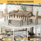 6-Piece Solid Wood Dining Table Set, Including 1 Dining Table, 4 Upholstered Chairs and 1 Bench, Wooden Legs Dining Table Set for Dining Room, Kitchen, Restaurant, Brown