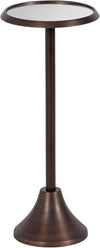 Sanzo Modern Pedestal Drink Table; 10 X 10 X 23; Antique Bronze; Decorative End Table with Mirrored Tabletop for Use as Small Plant Stand or Cute Martini Table