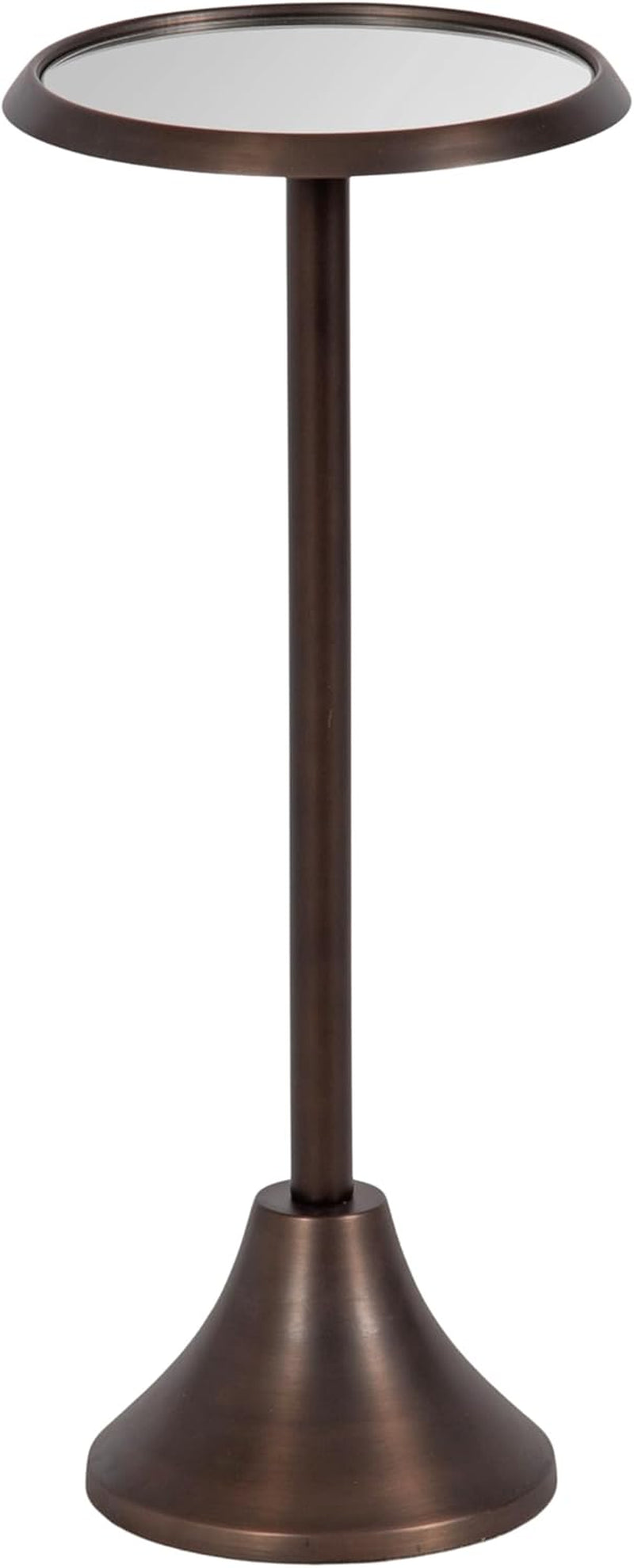 Sanzo Modern Pedestal Drink Table; 10 X 10 X 23; Antique Bronze; Decorative End Table with Mirrored Tabletop for Use as Small Plant Stand or Cute Martini Table