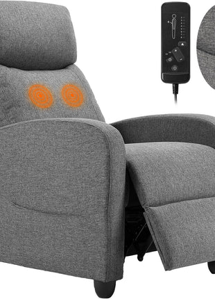 Ergonomic Power Lift Recliner Chair with Vibration Massage and Heat, Overstuffed Breathable Fabric, Side Pockets, and Remote Control for Living Room and Bedroom, Brown