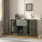 58.27'' Buffet Cabinet with 2 Drawers and Adjustable Shelves,Large Glass Door Coffee Bar Cabinet,Modern Farmhouse Sideboard Credenza for Kitchen,Green