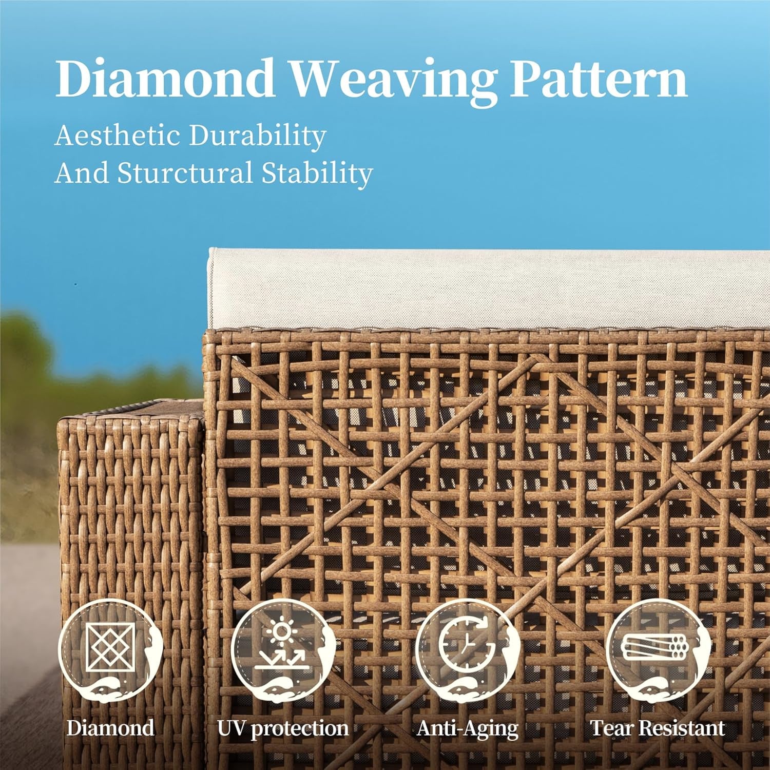 L Shaped Patio Furniture,Outdoor Rattan Wicker Sectional Sofa with 10''Ultra-Thick Cushions,All Weather Patio Conversation Set for Lawn Garden Backyard,Beige