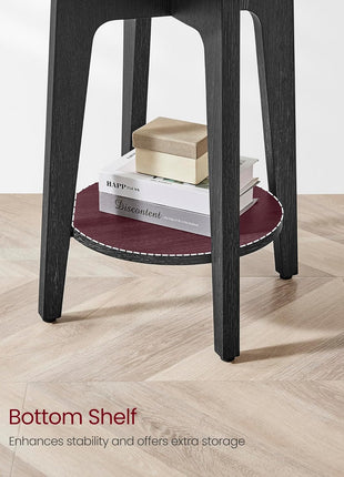 MAEZO Collection 2-Tier Round Side Table with Tapered Legs and Curved Transitions, Perfect for Small Spaces, Living Room, and Bedroom, Charcoal Gray ULET283T22