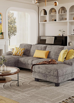 Cozy U-Shaped Grey Sectional Sofa for Enhancing Your Living Room Experience with Family and Friends