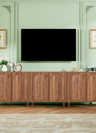 94.5” Mid-Century Modern Fluted Sideboard Buffet Cabinet with Storage for Dining Room, Kitchen, and Living Room