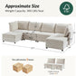 127'' Modular Sectional Sofa, Oversized U Shaped Couch with Storage Ottoman, Comfy Chenille Sofa with Deep Seat, 6 Seat Convertible Couches for Living Room, Beige