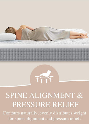 14-Inch Queen Hybrid Mattress - Hotel Collection Featuring Enhanced Lumbar and Hip Support, Cooling Gel Technology, Spine Alignment, CertiPUR-US Certification, Fiberglass-Free Design, and 365-Night Trial