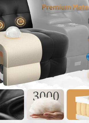 Luxury Loveseat Recliner Sofa for Home Theater, Featuring Massage Function, USB Port, Center Console, Wall Hugger Design, 145° Recline, Cup Holders, and Side Pockets - Ideal for RV and Movie Rooms
