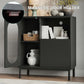 Sideboard Buffet Cabinet with Fluted Glass Doors and Adjustable Shelf, Wood Modern Accent Cabinet with Storage for Kitchen, Entryway, Living Room, Black