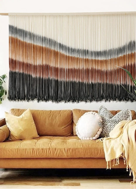 Large Tie-Dye Macrame Wall Tapestry for Home Decor (57" W x 35" L)