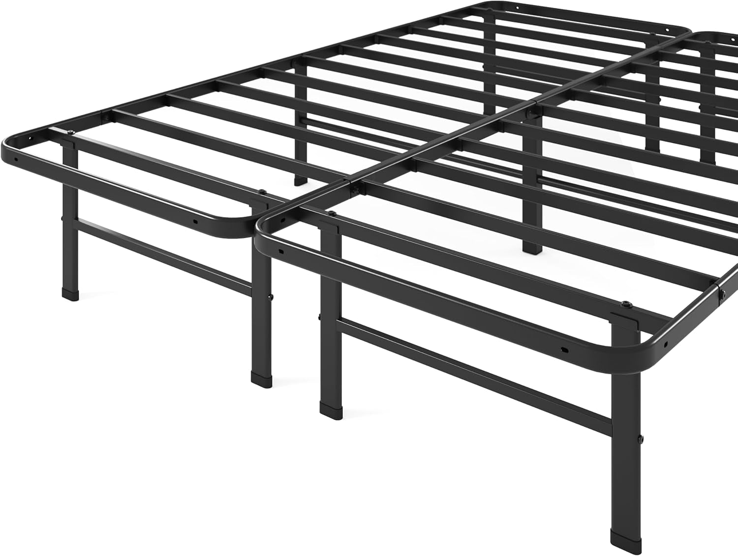 Rumi 14In Full Metal Bed Frame, Quick Assembly Smartbase® Mattress Foundation, Heavy Duty Sturdy Steel with No Box Spring Needed, Eco-Friendly Packaging, Black