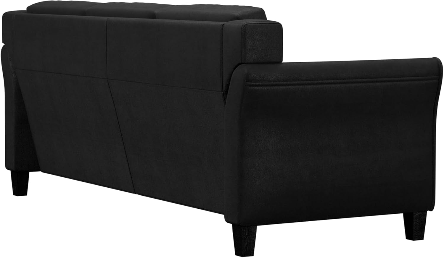 Lifestyle Solutions Harrington Sofa Upholstered Microfiber Fabric Curved Arms, Black