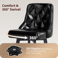 Swivel Barstools Set of 2, 26’’H Modern Counter Height Barstool with Metal Legs,Faux Leather Upholstered Bar Stools with Back for Kitchen Island, Dining Room, Pub - Black 2PACK
