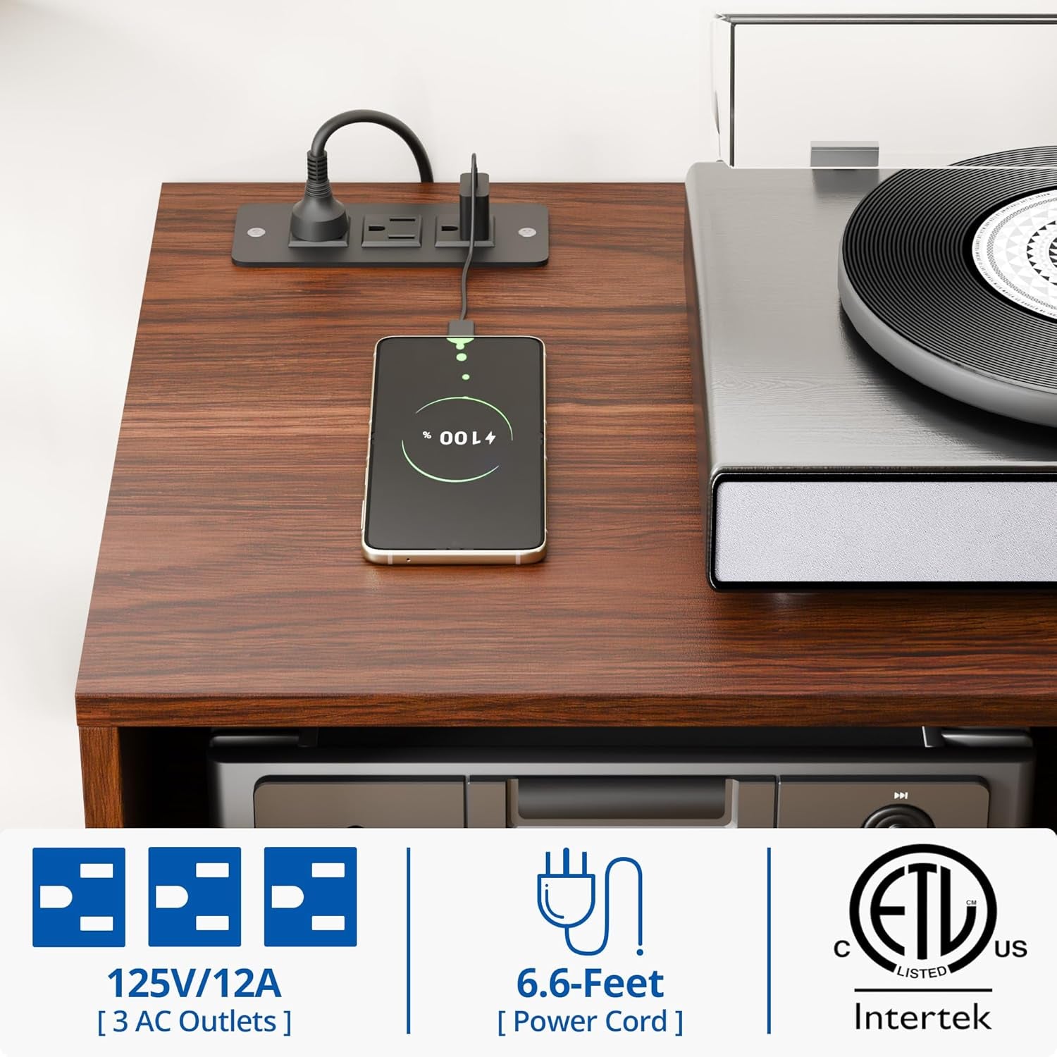 TV Stand for 48 Inch TV, Mid Century Modern Entertainment Center with Storage Cabinet, TV Media Console for Living Room, Bedroom, Dark Brown