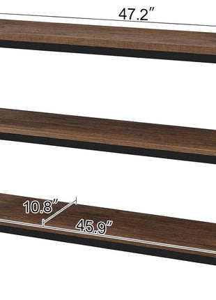 Industrial Console Table with Storage - 47-Inch Rustic 3-Tier Sofa Table for Living Room and Hallway, Engineered Wood and Metal, Brown Finish