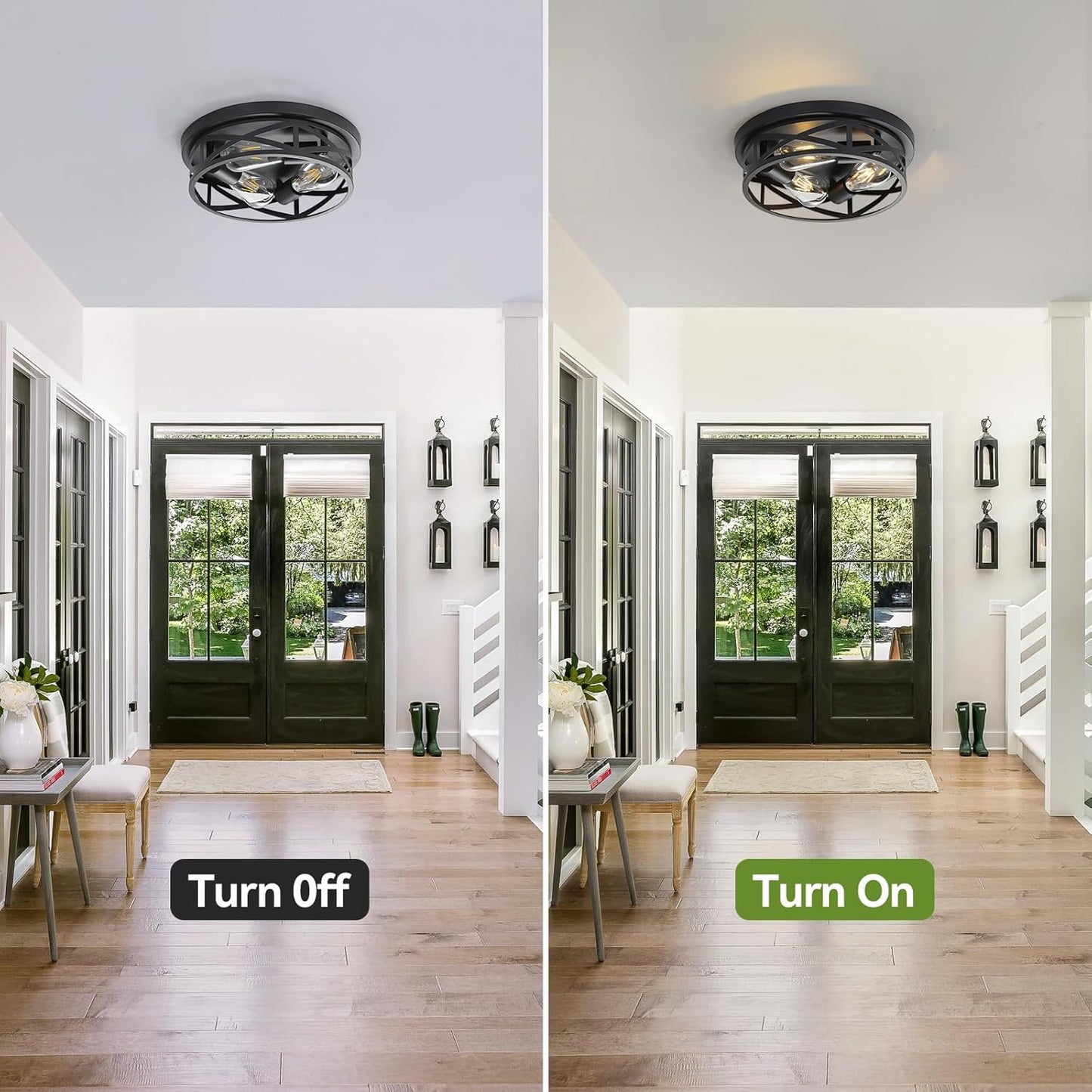 13 Inch Black Flush Mount Ceiling Light Fixtures,3-Light Modern Hallway Light Fixtures Ceiling, Black Lights Fixture Ceiling Mount for Farmhouse,Kitchen, Bedroom (1 Pack)