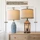 22.75" Table Lamps for Bedroom Living Room Boho Lamp Set of 2 Farmhouse Lamp Bedside Nightstand Small Rustic Vintage Retro Modern Table Lamp Light Home Office Desk Deco Gifts, Blue