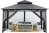 Outdoor Garden Gazebo for Patios with Stable Steel Frame and Netting Walls (10X12,Dark Gray)