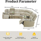 Power Breathing Leather Reclining Sofa Set,Power Recliner Sectional Couch with LED Light,Sectional Reclining Couch Set with USB Port/Storage for Living Room Home Office (Beige)