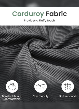 Elegant 2-Piece Black Corduroy Sofa Set for Living Rooms and Bedrooms