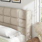 King Size Lift up Storage Bed Frame, Linen Upholstered King Platform with Button Tufted Wingback Headboard and Under-Bed Storage, Hydraulic Support, No Box Spring Needed, Noise Free, Beige