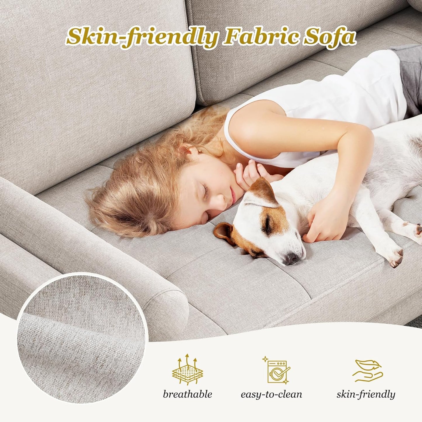 Loveseat Sofa with Solid Wood Legs, 48" Small Couches for Small Spaces, Love Seat for Living Room, Bedroom, Easy Assembly Mid Century Modern Couch with Throw Pillow for Apartment, Ashbeige