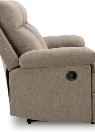 Yarrow Lane Classic Chenille Manual Reclining Sofa with Drop-Down Table and USB Charging, Light Brown by Signature Design by Ashley