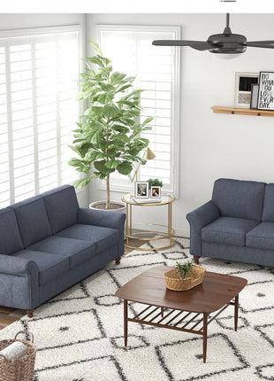 57-Inch Blue Upholstered Loveseat Sofa for Living Room, Apartment, and Office Environments