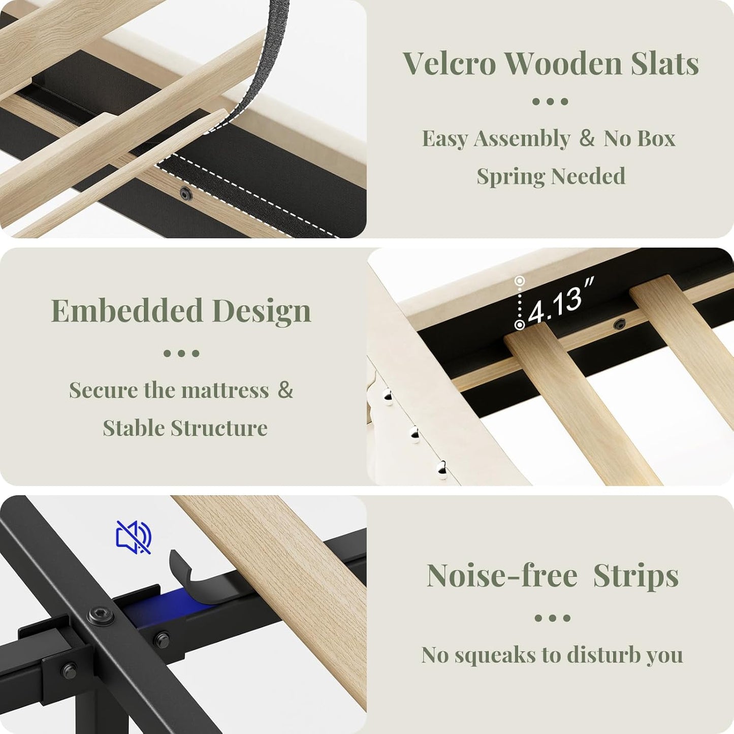 King Size Bed Frame and Headboard, 50.9" Velvet Upholstered Wingback Bedframe with LED Lights & Storage/Charging Station, Button Tufted Tall Footboard, No Box Spring Needed, Noise-Free, Black