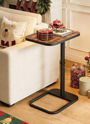 Adjustable Height Flip-Top TV Tray Table with Rounded Metal Corners - Versatile Snack Table for Compact Living Spaces
