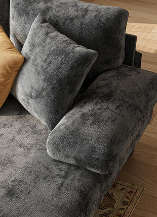 Premium Chenille U-Shaped Sleeper Sofa Bed - 112" Dark Grey for Living Room Comfort