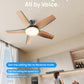 Smart Ceiling Fans with Lights, Low Profile Ceiling Fan with Alexa/App, 52'' Dimmable Lighting & Color Tuning, RGB Ambient Light for Living Room, Game Room, Easy Installation, Quiet, Black
